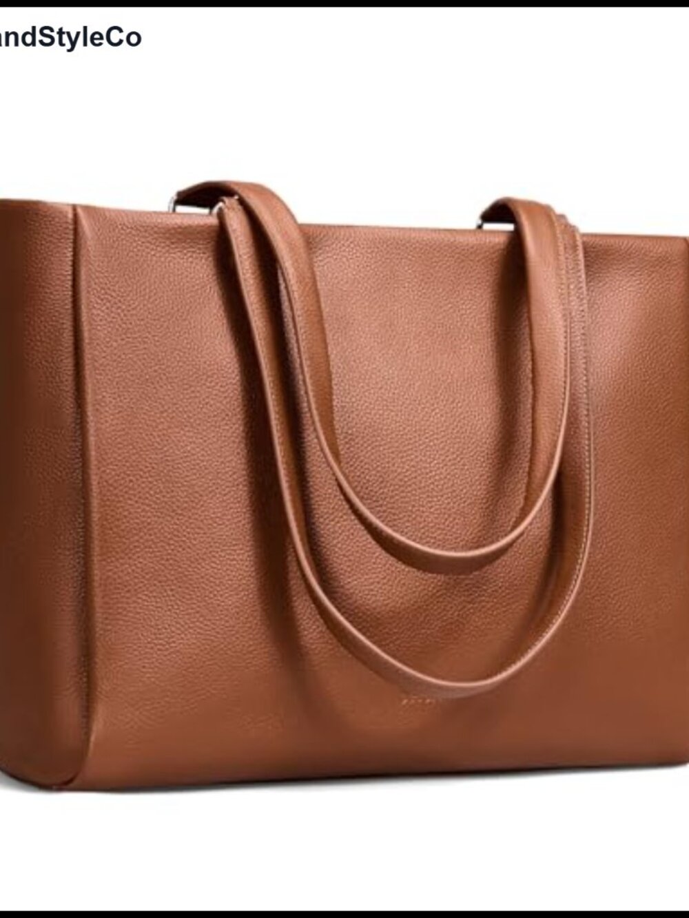 Genuine Leather Work Tote Bag for Women with 15" Laptop Compartment